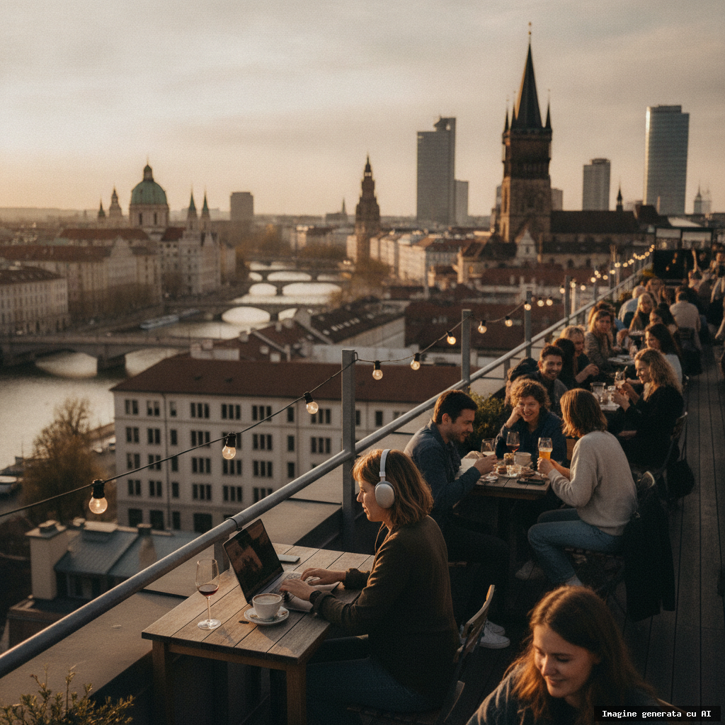 Cele mai bune orașe din Europa pentru nomazii digitali în 2026 (imagine generată cu AI)