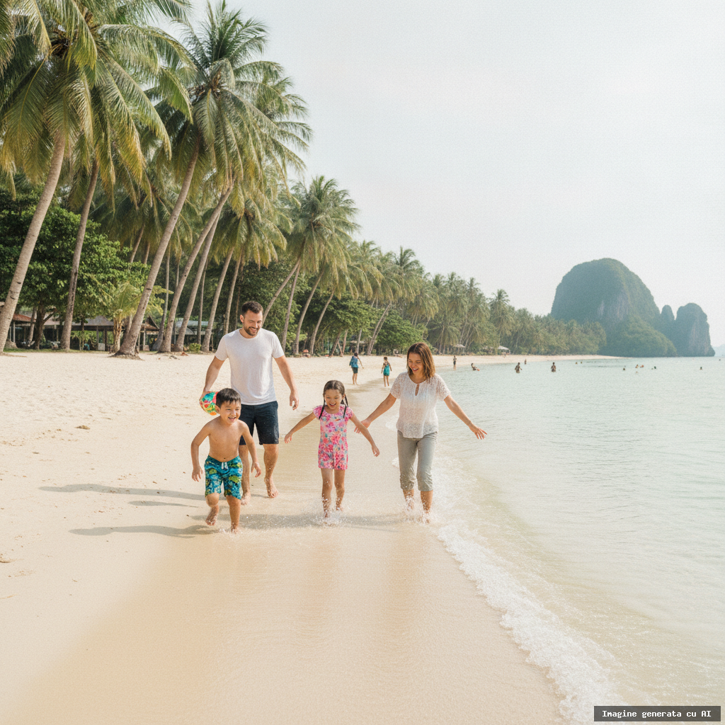 Cele mai bune plaje din Thailanda pentru familii cu copii (2026) (imagine generată cu AI)