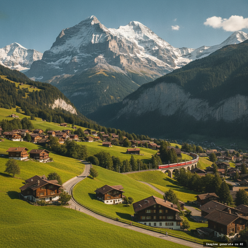 Grindelwald: ce să vizitezi în stațiunea montană de vis (imagine generată cu AI)