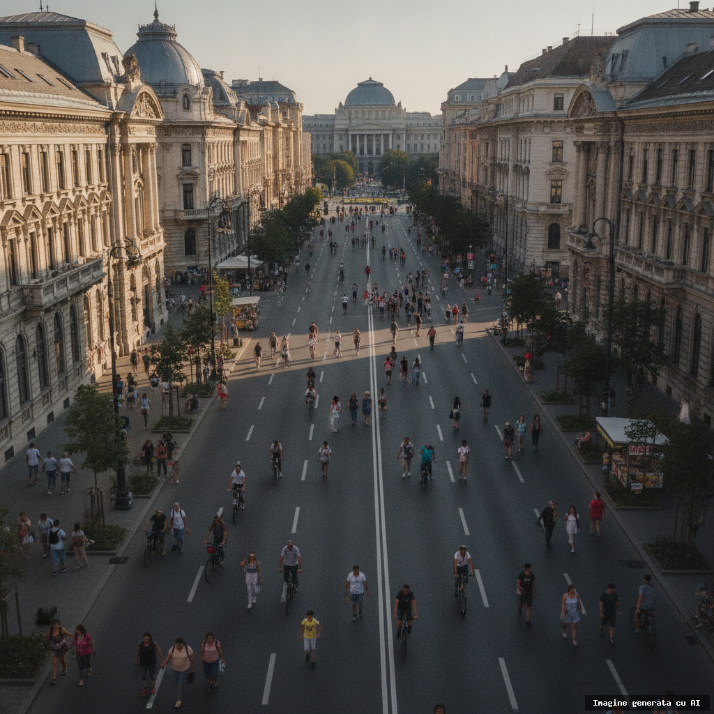 Weekend pe străzi deschise în București: ghid practic și povești urbane (imagine generată cu AI)