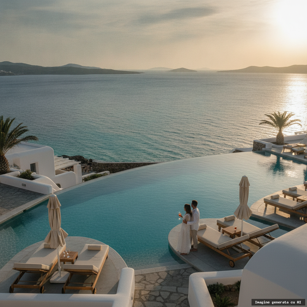 Vacanță de lux la mare în Grecia: experiențe premium accesibile (imagine generată cu AI)