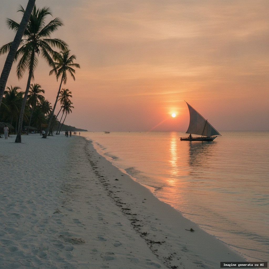 Cât costă o vacanță în Zanzibar? Buget real de la zbor la cazare (imagine generată cu AI)